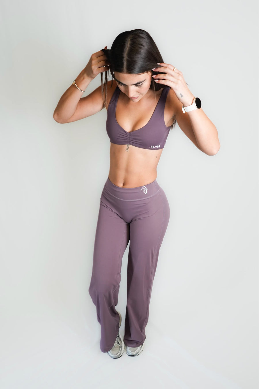 Soft Touch Berry Scoop Bra & Flared Trousers Two Piece Set